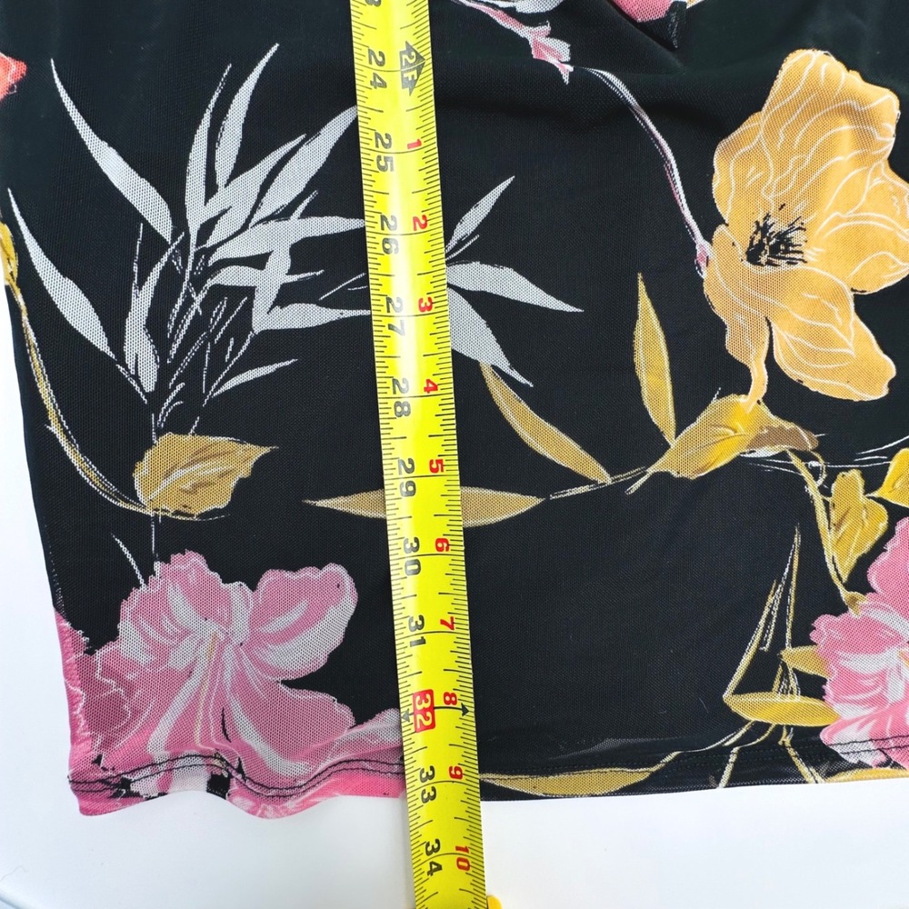GUESS Womens Gabriella Black Floral Mesh Ruched Bodycon Tie Back Dress Resort - Picture 12 of 12